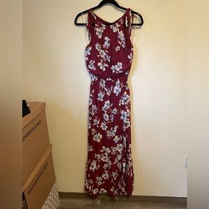 Maurices Burgundy Floral Maxi Dress size XS
